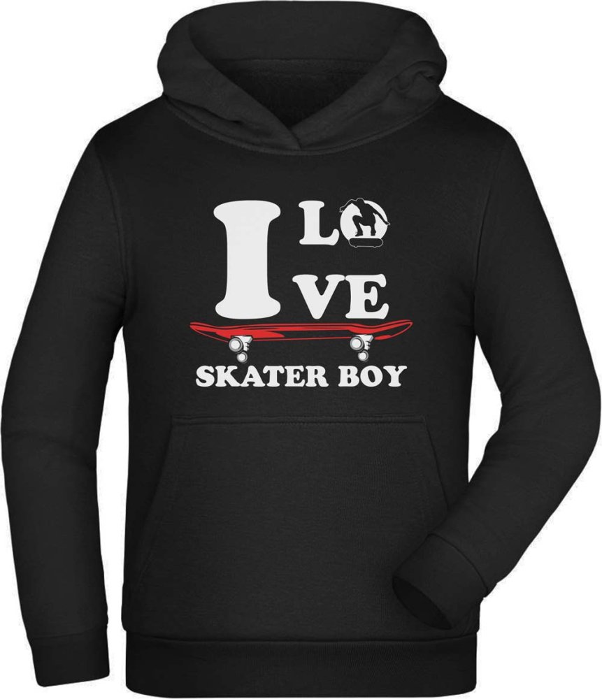 Hooded Sweater Skater Hoodie Kids - I Love Skater Boy i520